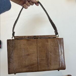 Brown Lizard Skin Leather Bag